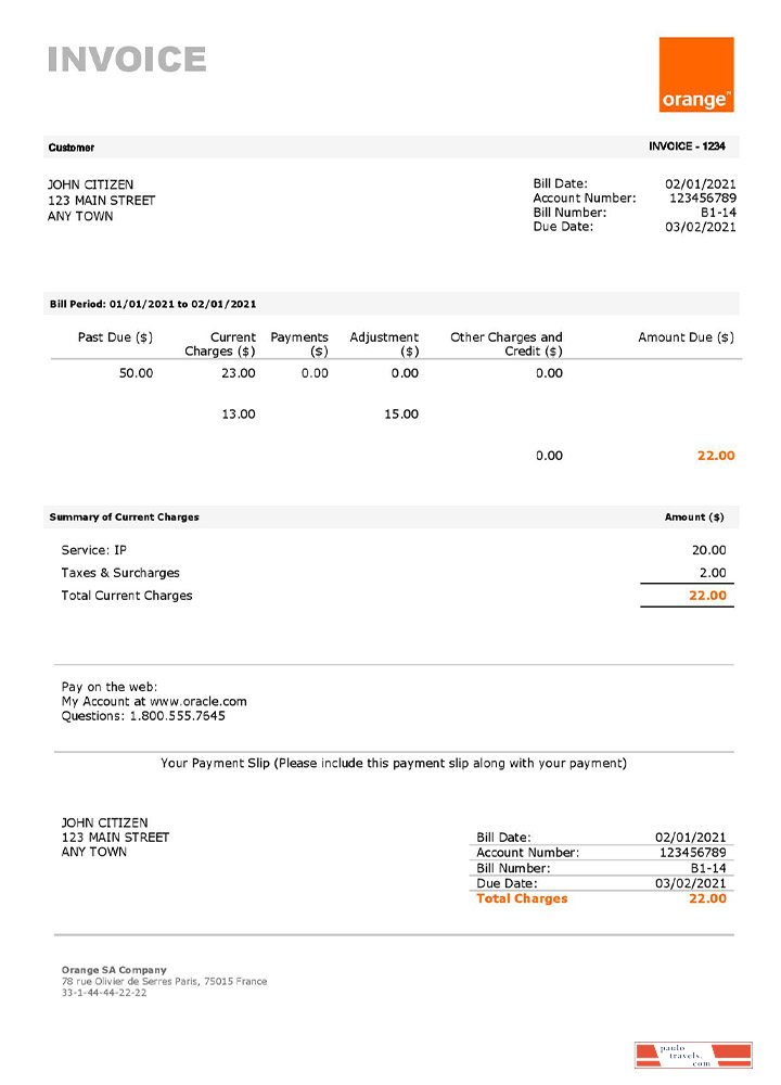 USA Orange invoice PSD template